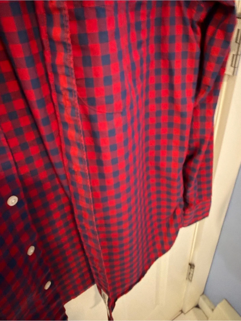 J. Crew Men’s Red & Royal Blue Check Button-Down Shirt